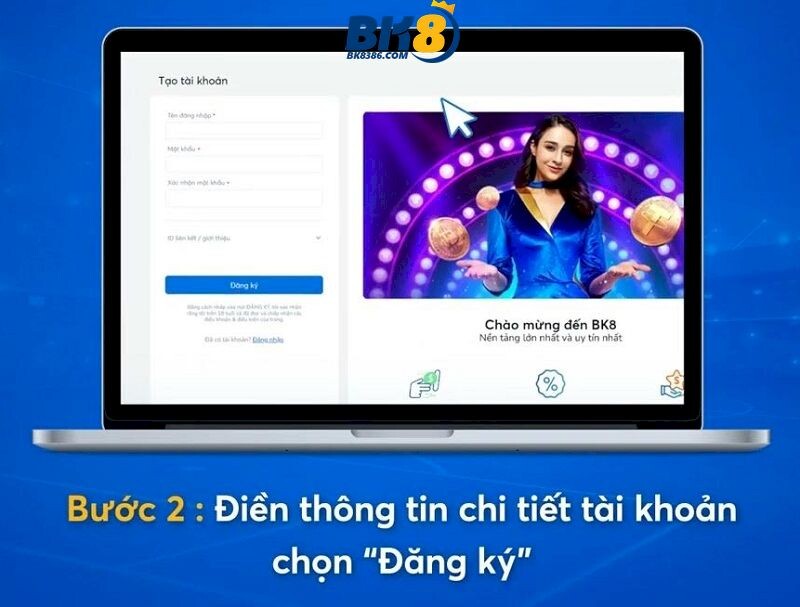 Đăng ký tài khoản BK8 trên website không cần xác minh số điện thoại